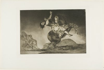 A Woman and a Horse, Let someone Else Master Them, Los Proverbios のプレート 10 作： Francisco Jose de Goya y Lucientes