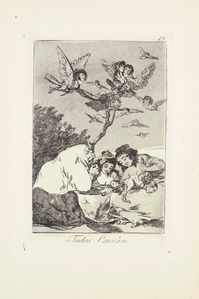 All will fall (Todos Caeràn) プレート 19 from: Los Caprichos 作： Francisco Jose de Goya y Lucientes