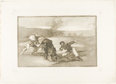 徒歩で狩りをするもう 1 つの方法、『闘牛の芸術』のプレート 2 作： Francisco Jose de Goya y Lucientes