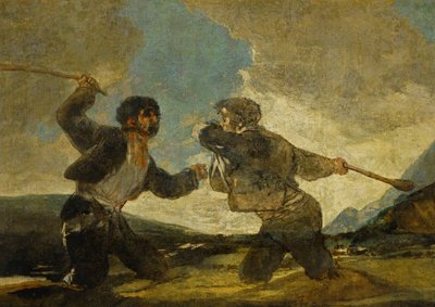 棍棒を持った決闘...（キャンバスに描かれた絵） 作： Francisco Jose de Goya y Lucientes