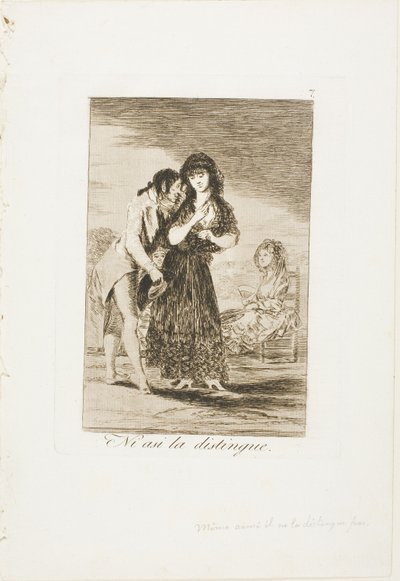 それでも、彼は彼女を作ることができません、ロス・カプリチョスのプレート7 作： Francisco Jose de Goya y Lucientes