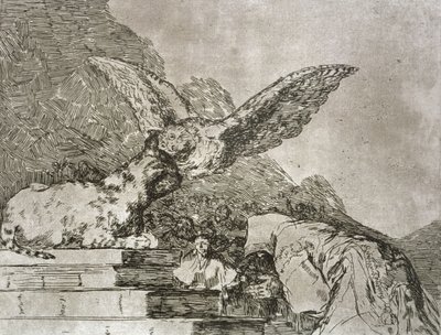 猫のパントマイム、「The Disasters of War」のプレート 73 作： Francisco Jose de Goya y Lucientes
