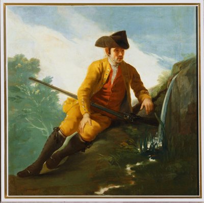 噴水に座るハンター...（キャンバスに描かれた絵） 作： Francisco Jose de Goya y Lucientes
