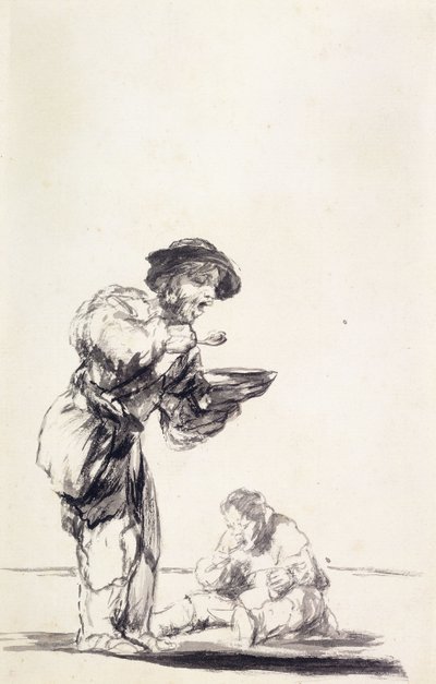La Bouillie &39;：マッシュを食べる乞食 作： Francisco de Goya