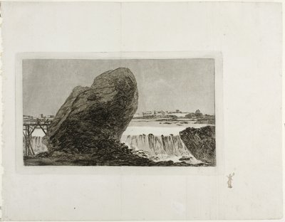 1810年以前の滝のある風景 作： Francisco de Goya