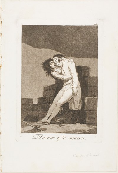愛と死、『ロス・カプリチョス』よりプレート10 作： Francisco Jose de Goya y Lucientes