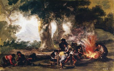 シエラ・デ・タルディエンダでのボールの製造 - 油彩・キャンバス 作： Francisco de Goya