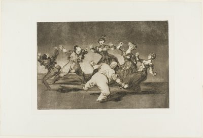 Disparates の Merry Folly、Los Proverbios のプレート 12 として公開 作： Francisco Jose de Goya y Lucientes