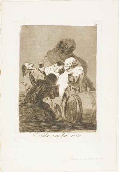 No One Has Seen Us、Los Caprichos のプレート 79 作： Francisco Jose de Goya y Lucientes
