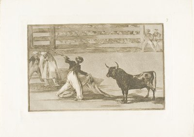 銛またはバンデリラの起源、The Art of Bullfighting のプレート 7 作： Francisco Jose de Goya y Lucientes
