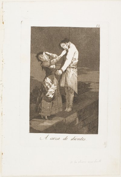 Out Hunting for Teeth、Los Caprichos のプレート 12 作： Francisco Jose de Goya y Lucientes