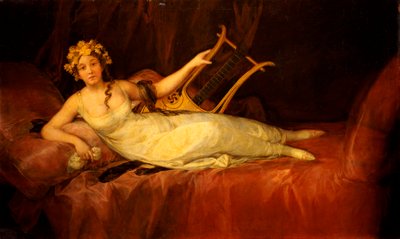ミューズとしての第10マルケサデサンタクルスの肖像、エウテルペ、1805 作： Francisco de Goya