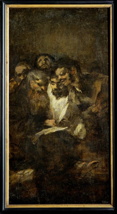 読書、また政治家たち...（キャンバスに描かれた絵） 作： Francisco Jose de Goya y Lucientes
