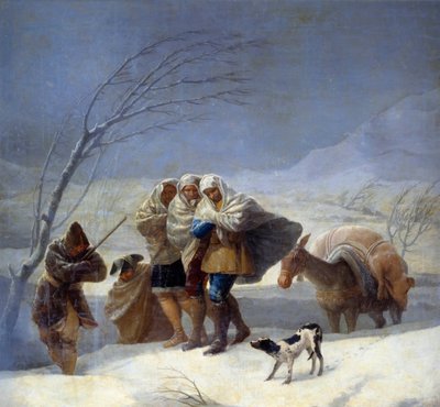 雪嵐または冬。フランシスコ・デ・ゴヤ（1746-1828）の絵画 作： Francisco de Goya