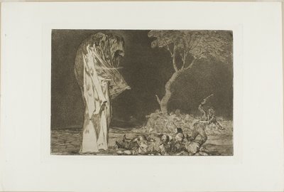 Los Proverbios でプレート 2 として公開された Disparates から、ファントムに怯えた兵士 作： Francisco Jose de Goya y Lucientes