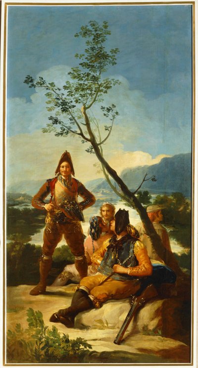 タバコの通商路を警備する兵士たち...（キャンバスに描かれた絵） 作： Francisco Jose de Goya y Lucientes