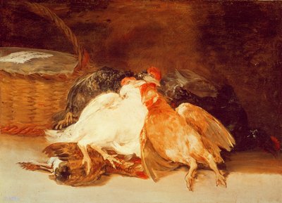 死んだ鶏と籐の籠のある静物（油彩・キャンバス 作： Francisco de Goya