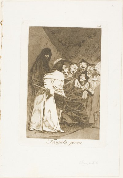 それを飲み込む、犬、ロス カプリチョスのプレート 58 作： Francisco Jose de Goya y Lucientes