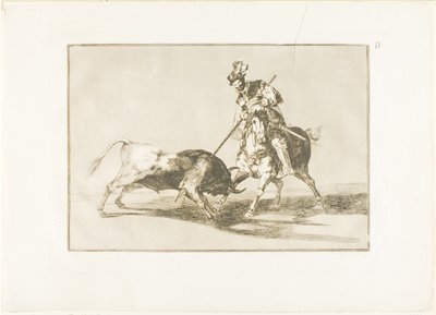 別の雄牛を槍で突き刺すシド カンペアドール、The Art of Bullfighting のプレート 11 作： Francisco Jose de Goya y Lucientes