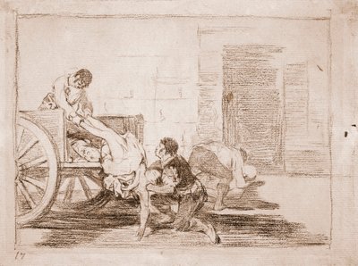 戦争の惨禍 : 墓場への車の積み込み（準備画 作： Francisco de Goya