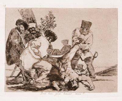 The Disasters of War : What else can we do? (Engraving after drawing) 作： Francisco de Goya