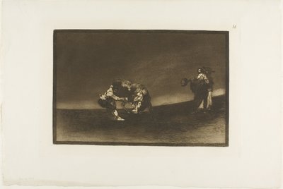 同じ男がマドリッドの土俵に雄牛を投げる、『闘牛の芸術』のプレート 16 作： Francisco Jose de Goya y Lucientes