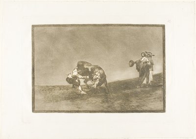 同じ男がマドリッドの土俵に雄牛を投げる、『闘牛の芸術』のプレート 16 作： Francisco Jose de Goya y Lucientes