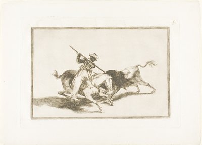 The Spirited Moor Gazul is the first to spear Bulls Using Rules, The Art of Bullfighting のプレート 5 作： Francisco Jose de Goya y Lucientes