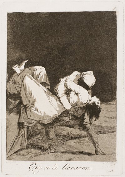 彼らは彼女を連れ去った！、Los Caprichos、1797-99からのプレート8 作： Francisco de Goya