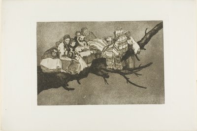 枝の間を行く」、すなわち「帽子をかぶって話す」、『Los Proverbios』より3枚目 作： Francisco Jose de Goya y Lucientes