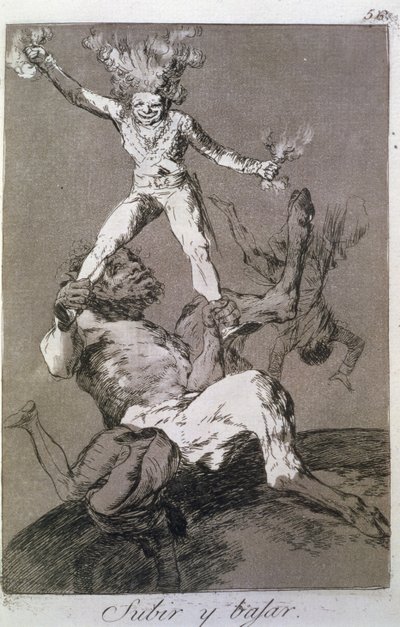 上昇と下降、「ロス カプリチョス」のプレート 56 作： Francisco Jose de Goya y Lucientes