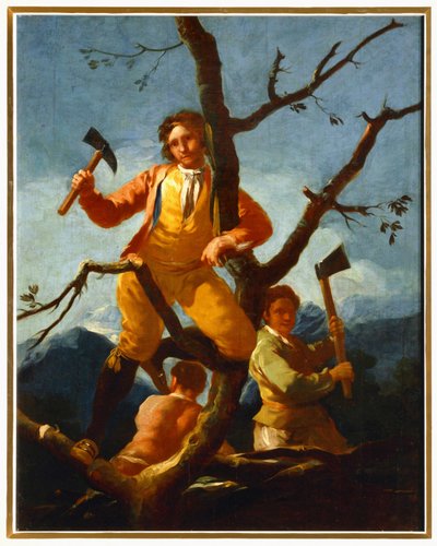 エル・エスコリアルのタペストリーのための木版画家たちの漫画（キャンバスに描かれた絵） 作： Francisco Jose de Goya y Lucientes