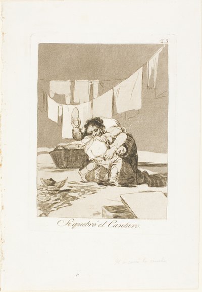 はい、彼は鍋を壊しました、ロス カプリチョスのプレート 25 作： Francisco Jose de Goya y Lucientes