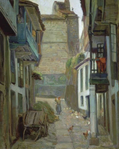 CALLE DE SANTA MARIA-BETANZOS-OLEO - LIENZO-59X46 CM 作： Francisco Llorens Diaz