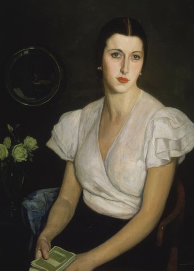 タイトルなし–（手持ちの本を持つ女性の肖像） 作： Francisco Llorens Diaz