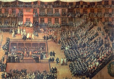 1680 年 6 月 30 日、マドリッドのマヨール広場のオート デ フェ (詳細) 作： Francisco Rizi