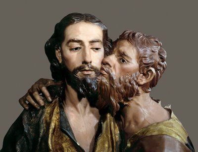 ユダの逮捕やキス。フランシスコ・サルジージョ（1707-1783）による彫刻 作： Francisco Salzillo