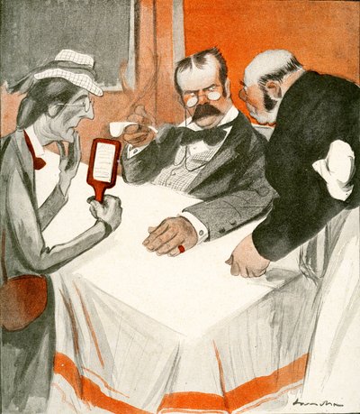 1903年のフレンチレストランでメニューに苦しむイギリス人夫婦 作： Francisco Sancha y Lengo