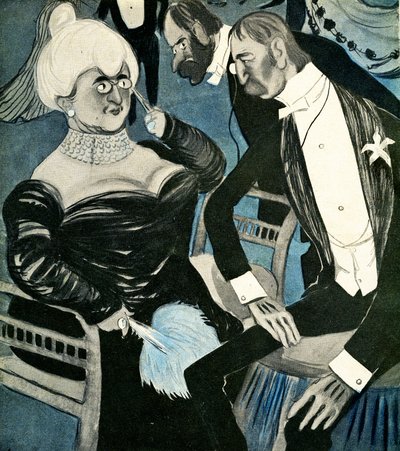 1905年、フランス人女性にダンスを依頼するイギリス人男性。 作： Francisco Sancha y Lengo