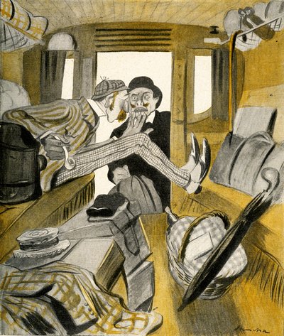 1903年、イギリス人がフランス人が列車の自由席に座ることを止めました。 作： Francisco Sancha y Lengo