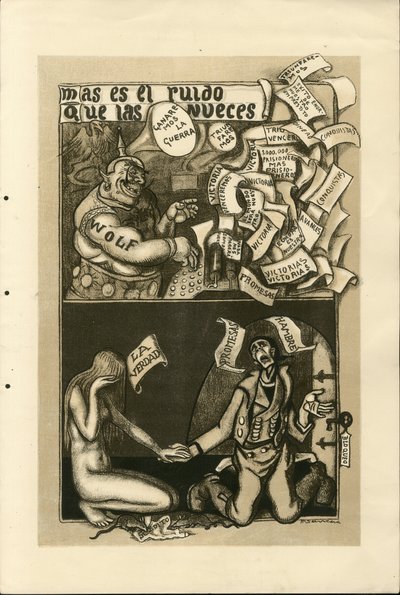 フランシスコ・サンチャ・レンゴ（1874-1936）のイラスト - 1915年頃のフライング・リーフ - 14～18年の戦争, ウォルフ・エージェンシー, スペイン語, 海外プレス 作： Francisco Sancha y Lengo