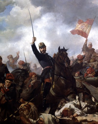 テトゥアンの戦いでのジョン・プリム将軍とプラッツ (1814-70) 作： Francisco Sans y Cabot