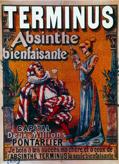 ポンタリエによるテルミナス「absinthe bienfaisante」の広告（ポスター 作： Francisco Tamagno