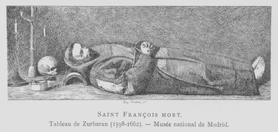 アッシジの聖フランシスコの遺体（リトグラフ 作： Francisco de (after) Zurbaran