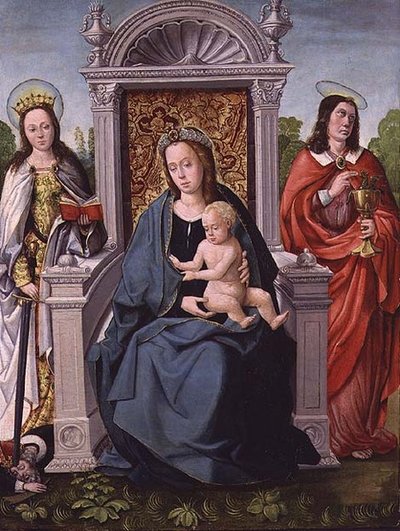 聖カタリナと福音書記者ヨハネのいる聖母子像 1530-40年頃（パネル） 作： Francisco de (attr. to) Comontes