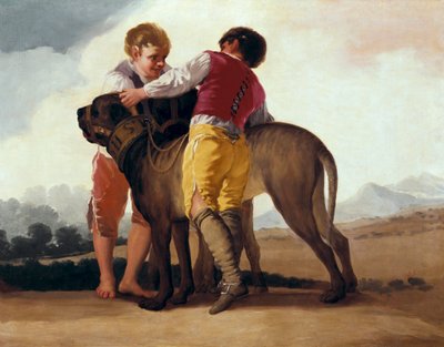 マスティフを連れた少年たち」1786年頃（厚紙に油彩 作： Francisco de Goya