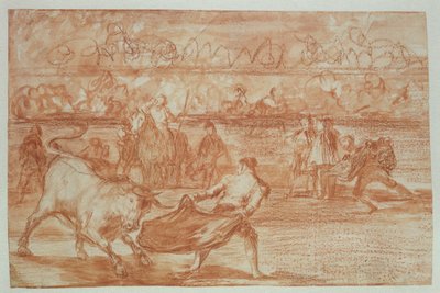 闘牛、1815-16（紙に赤いチョーク） 作： Francisco de Goya