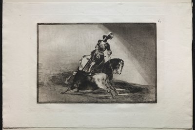 闘牛: シャルル 5 世が雄牛を槍で突き刺す 作： Francisco de Goya