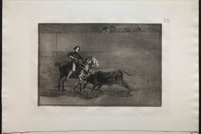 闘牛：サラゴサの指輪で有名なパフエレラの男らしい勇気、1876。 作： Francisco de Goya