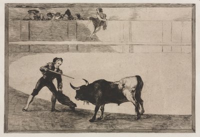 闘牛：停止した雄牛を殺すペドロ・ロメオ 作： Francisco de Goya